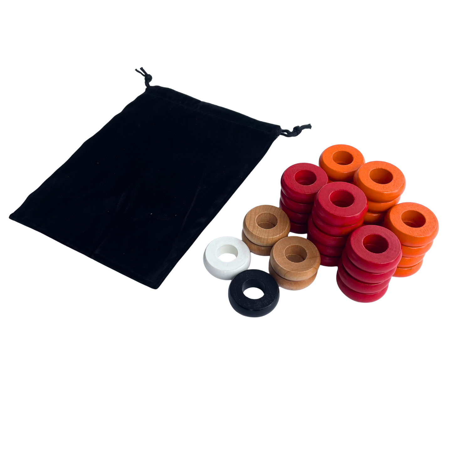 32 Red and Orange Carrom / Pichenotte Rings - (Red / Orange / Natural / Black / White) - Anneaux De Pichenottes - Game Accessories / Accessoires De Jeu