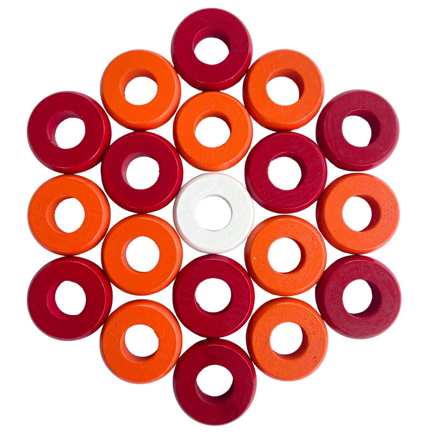 32 Red and Orange Carrom / Pichenotte Rings - (Red / Orange / Natural / Black / White) - Anneaux De Pichenottes - Game Accessories / Accessoires De Jeu