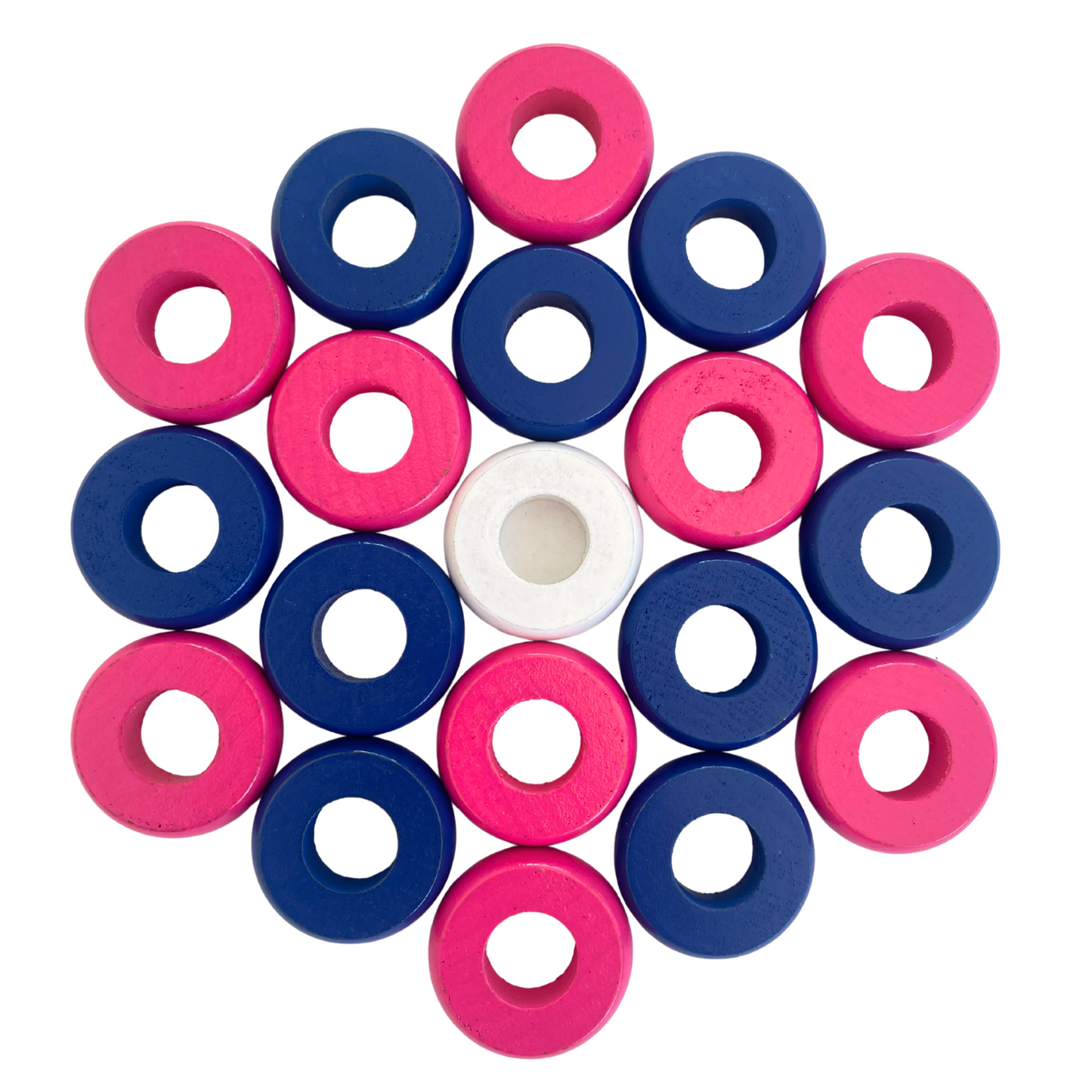 32 Blue and Pink Carrom / Pichenotte Rings - (Blue / Pink / Natural / Black / White) - Anneaux De Pichenottes - Game Accessories / Accessoires De Jeu