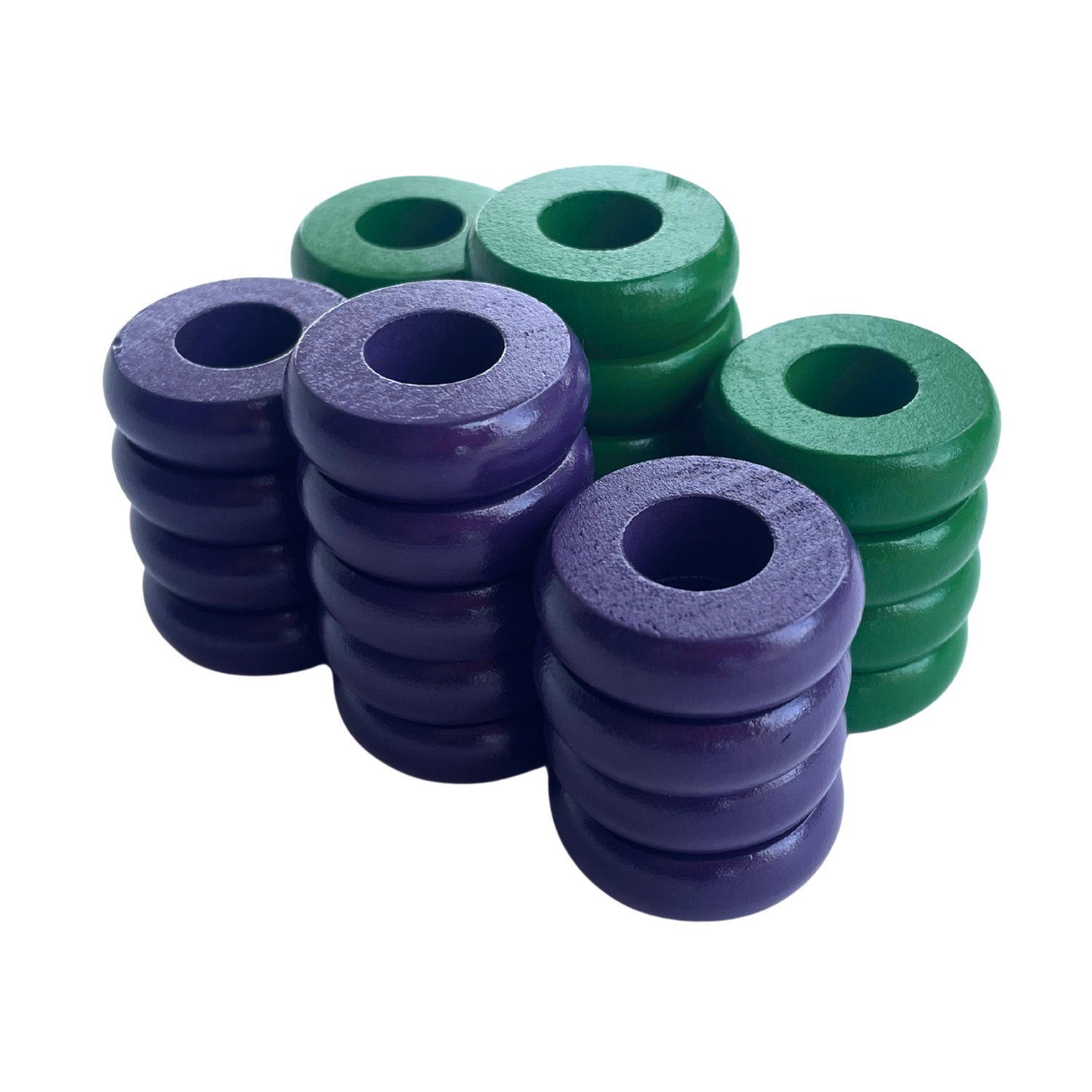 32 Green and Purple Carrom / Pichenotte Rings - (Green / Purple / Natural / Black / White) - Anneaux De Pichenottes - Game Accessories / Accessoires De Jeu - Carrom Canada