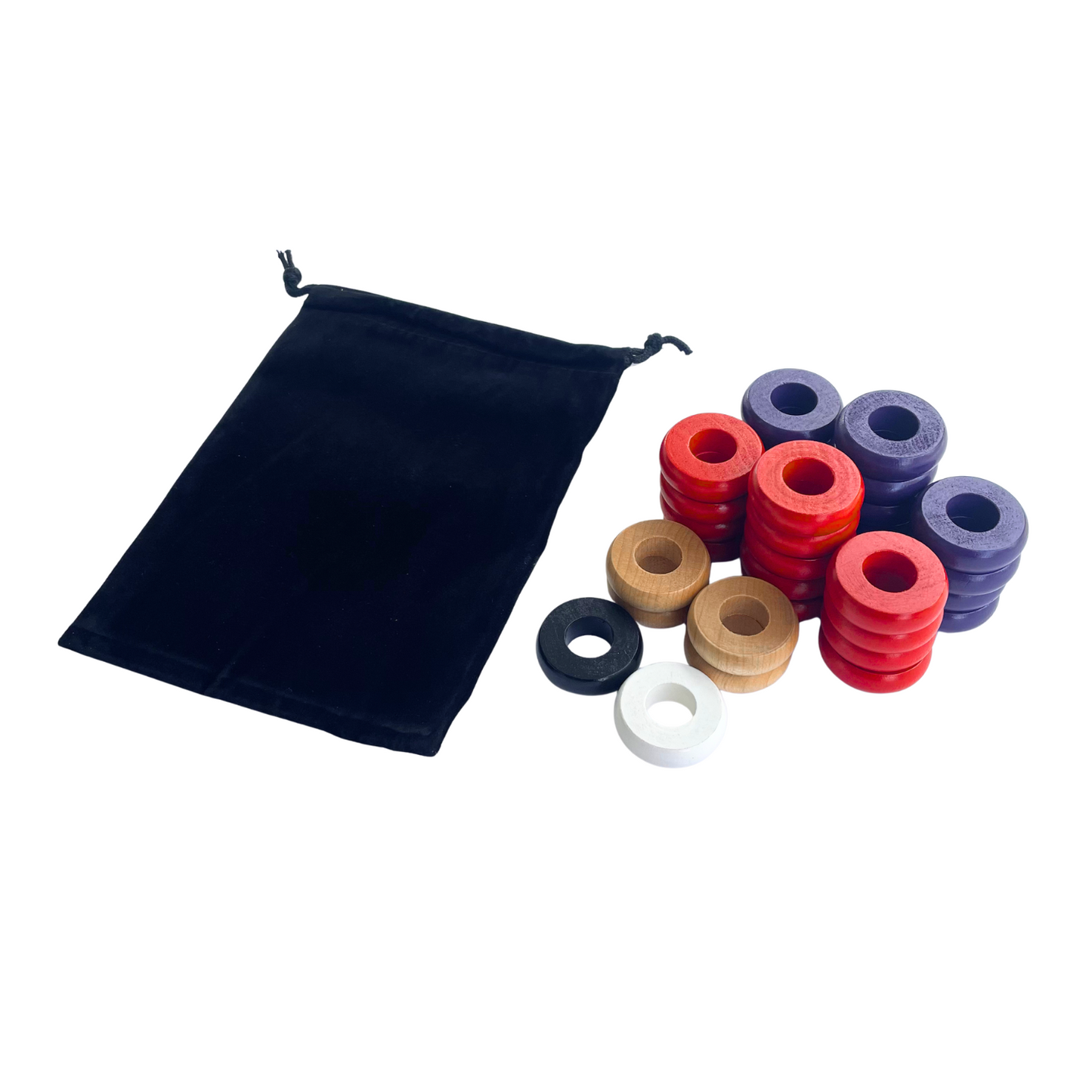 32 Red and Purple Carrom / Pichenotte Rings - (Red / Purple / Natural / Black / White) - Anneaux De Pichenottes - Game Accessories / Accessoires De Jeu