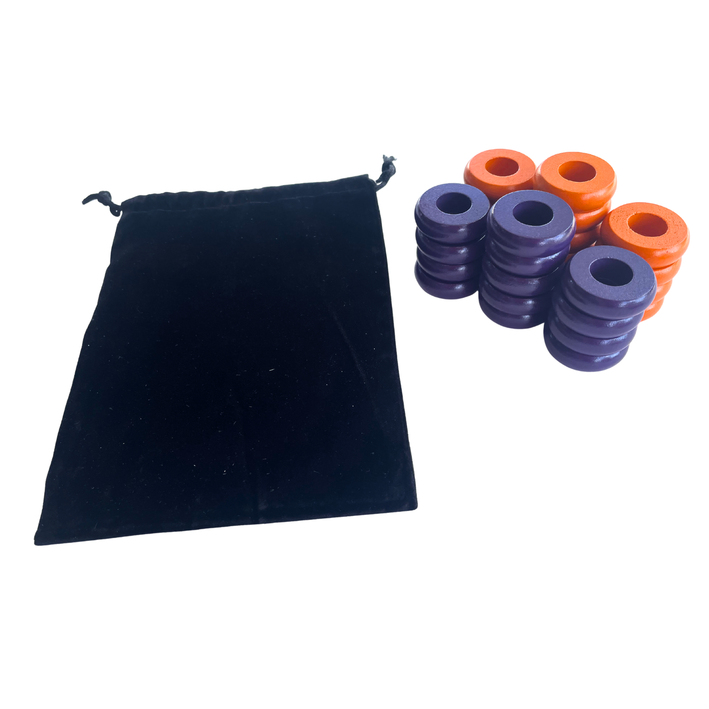 32 Orange and Purple Carrom / Pichenotte Rings - (Orange / Purple / Natural / Black / White) - Anneaux De Pichenottes - Game Accessories / Accessoires De Jeu
