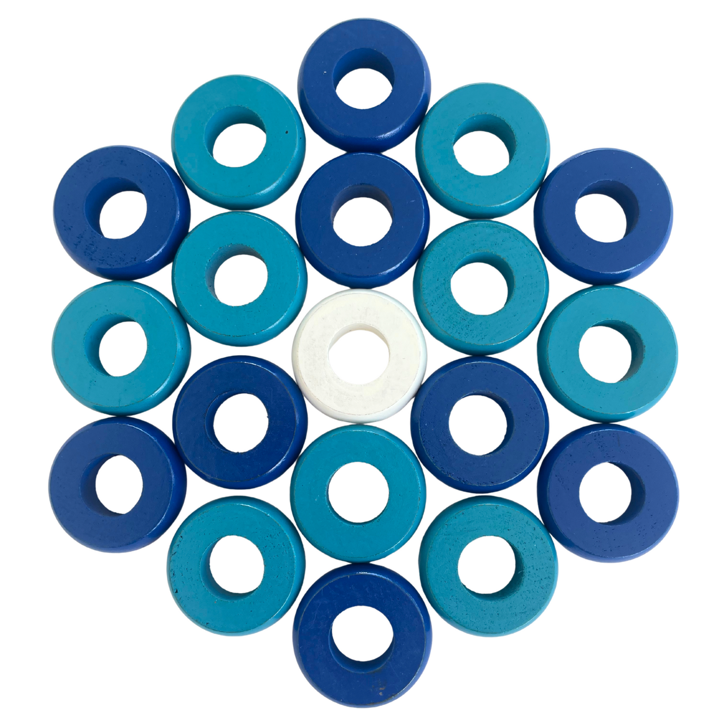 32 Blue and Light Blue Carrom / Pichenotte Rings - (Blue / Light Blue / Natural / Black / White) - Anneaux De Pichenottes - Game Accessories / Accessoires De Jeu