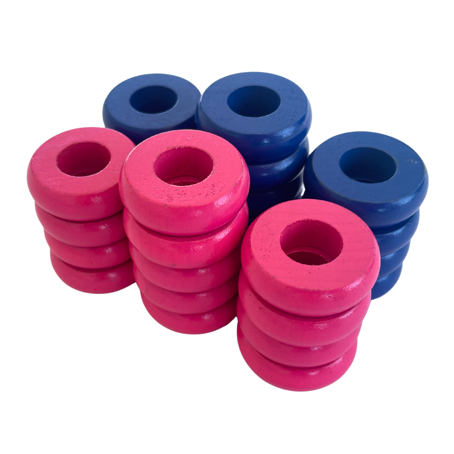 32 Blue and Pink Carrom / Pichenotte Rings - (Blue / Pink / Natural / Black / White) - Anneaux De Pichenottes - Game Accessories / Accessoires De Jeu - Carrom Canada