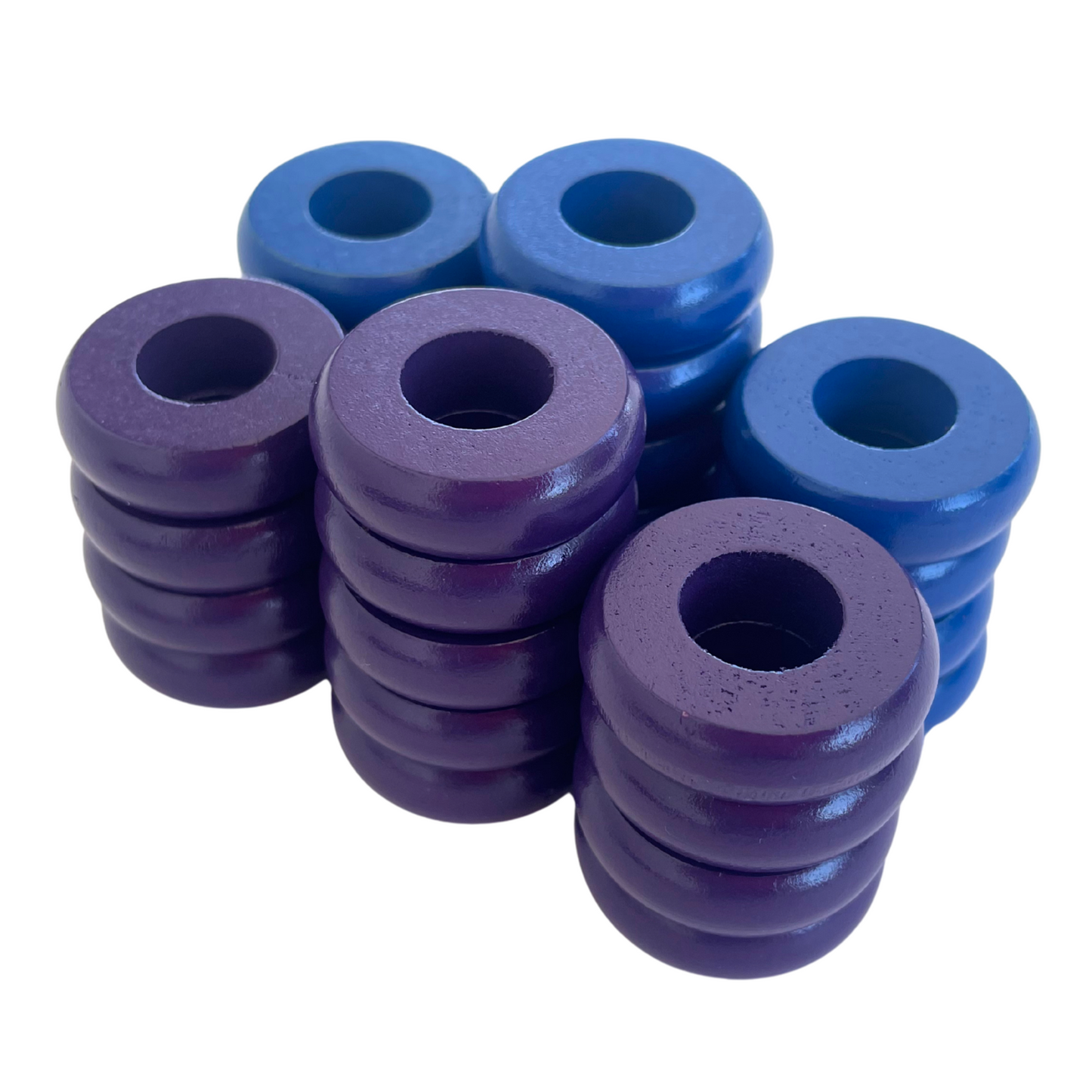 32 Blue and Purple Carrom / Pichenotte Rings - (Blue / Purple / Natural / Black / White) - Anneaux De Pichenottes - Game Accessories / Accessoires De Jeu