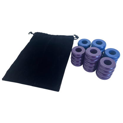 32 Blue and Purple Carrom / Pichenotte Rings - (Blue / Purple / Natural / Black / White) - Anneaux De Pichenottes - Game Accessories / Accessoires De Jeu