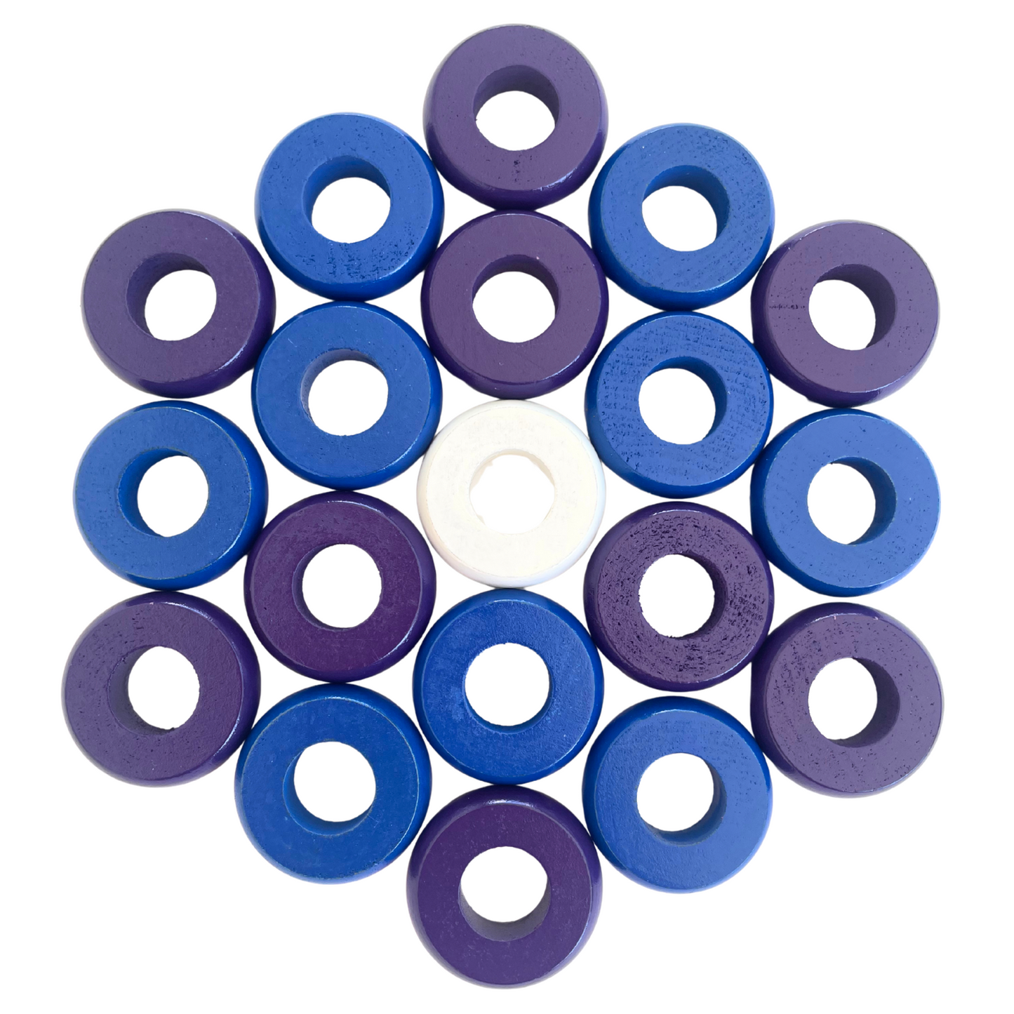 32 Blue and Purple Carrom / Pichenotte Rings - (Blue / Purple / Natural / Black / White) - Anneaux De Pichenottes - Game Accessories / Accessoires De Jeu