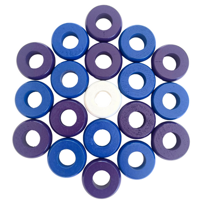 32 Blue and Purple Carrom / Pichenotte Rings - (Blue / Purple / Natural / Black / White) - Anneaux De Pichenottes - Game Accessories / Accessoires De Jeu
