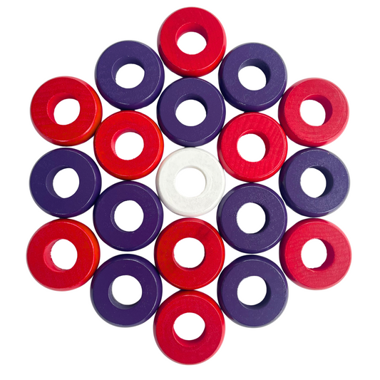 32 Red and Purple Carrom / Pichenotte Rings - (Red / Purple / Natural / Black / White) - Anneaux De Pichenottes - Game Accessories / Accessoires De Jeu