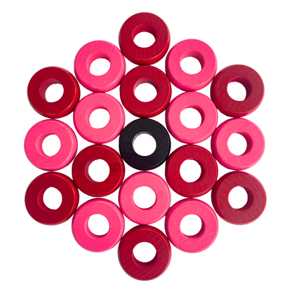 32 Red and Pink Carrom / Pichenotte Rings - (Red / Pink / Natural / Black / White) - Anneaux De Pichenottes - Game Accessories / Accessoires De Jeu