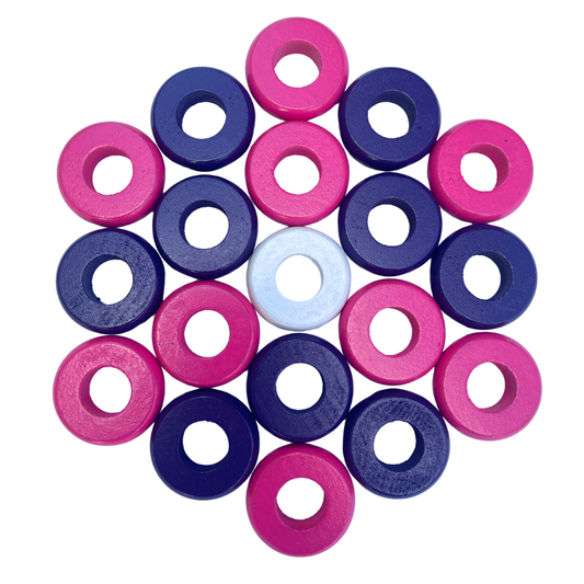 32 Purple and Pink Carrom / Pichenotte Rings - (Purple / Pink / Natural / Black / White) - Anneaux De Pichenottes - Game Accessories / Accessoires De Jeu