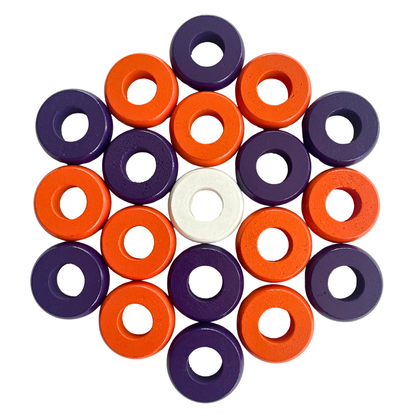 32 Orange and Purple Carrom / Pichenotte Rings - (Orange / Purple / Natural / Black / White) - Anneaux De Pichenottes - Game Accessories / Accessoires De Jeu