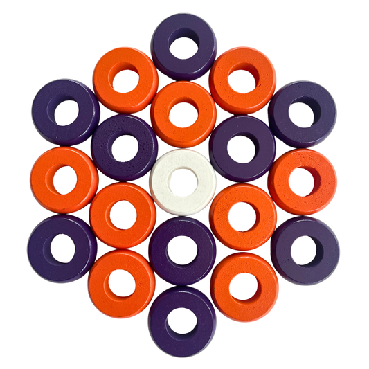 32 Orange and Purple Carrom / Pichenotte Rings - (Orange / Purple / Natural / Black / White) - Anneaux De Pichenottes - Game Accessories / Accessoires De Jeu