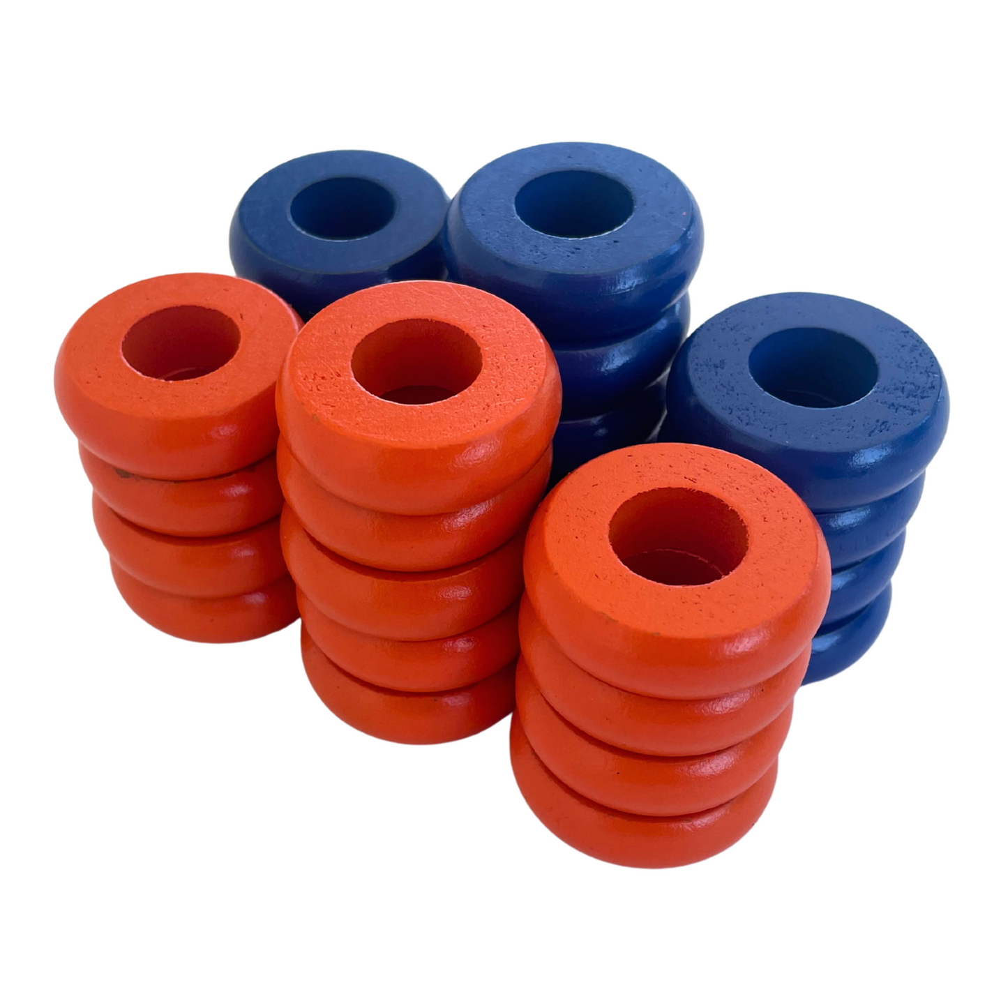 32 Blue and Orange Carrom / Pichenotte Rings - (Blue / Orange / Natural / Black / White) - Anneaux De Pichenottes - Game Accessories / Accessoires De Jeu