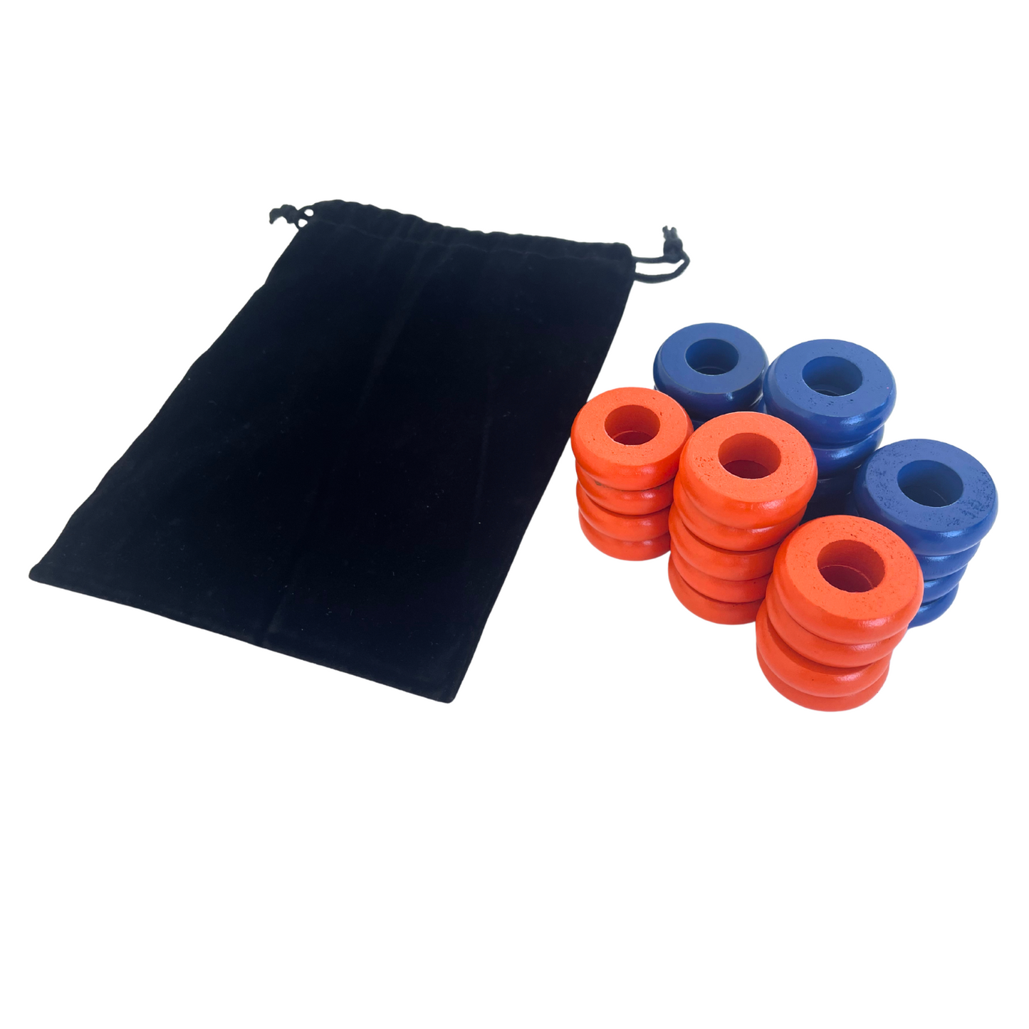 32 Blue and Orange Carrom / Pichenotte Rings - (Blue / Orange / Natural / Black / White) - Anneaux De Pichenottes - Game Accessories / Accessoires De Jeu
