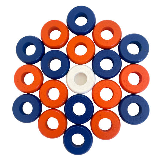 32 Blue and Orange Carrom / Pichenotte Rings - (Blue / Orange / Natural / Black / White) - Anneaux De Pichenottes - Game Accessories / Accessoires De Jeu