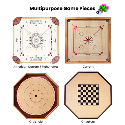 32 Pink and Lime Green Carrom / Pichenotte Rings - (Pink / Lime Green / Natural / Black / White) - Anneaux De Pichenottes - Game Accessories / Accessoires De Jeu