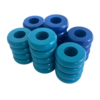 32 Blue and Light Blue Carrom / Pichenotte Rings - (Blue / Light Blue / Natural / Black / White) - Anneaux De Pichenottes - Game Accessories / Accessoires De Jeu