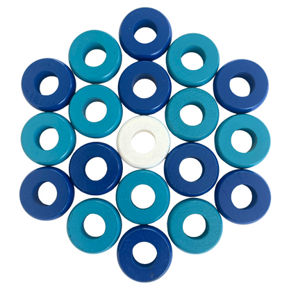 32 Blue and Light Blue Carrom / Pichenotte Rings - (Blue / Light Blue / Natural / Black / White) - Anneaux De Pichenottes - Game Accessories / Accessoires De Jeu