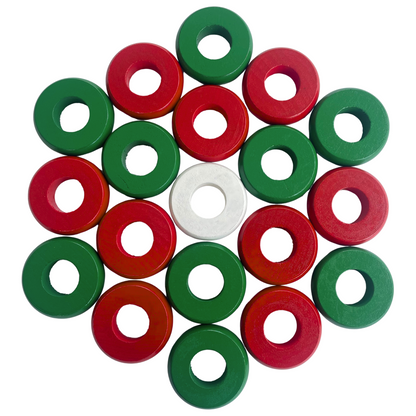 32 Red and Green Carrom / Pichenotte Rings - (Red / Green/ Natural/ Black / White) - Anneaux De Pichenottes - Game Accessories / Accessoires De Jeu