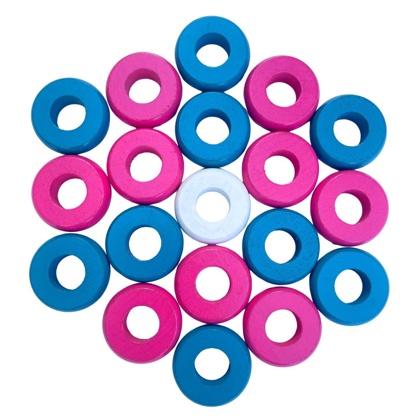 32 Pink and Light Blue Carrom / Pichenotte Rings - (Pink / Light Blue / Natural / Black / White) - Anneaux De Pichenottes - Game Accessories / Accessoires De Jeu