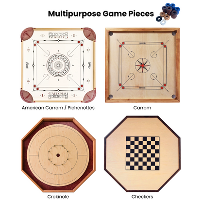 32 Blue and Walnut Carrom / Pichenotte Rings - (Blue / Walnut / Natural / Black / White) - Anneaux De Pichenottes - Game Accessories / Accessoires De Jeu