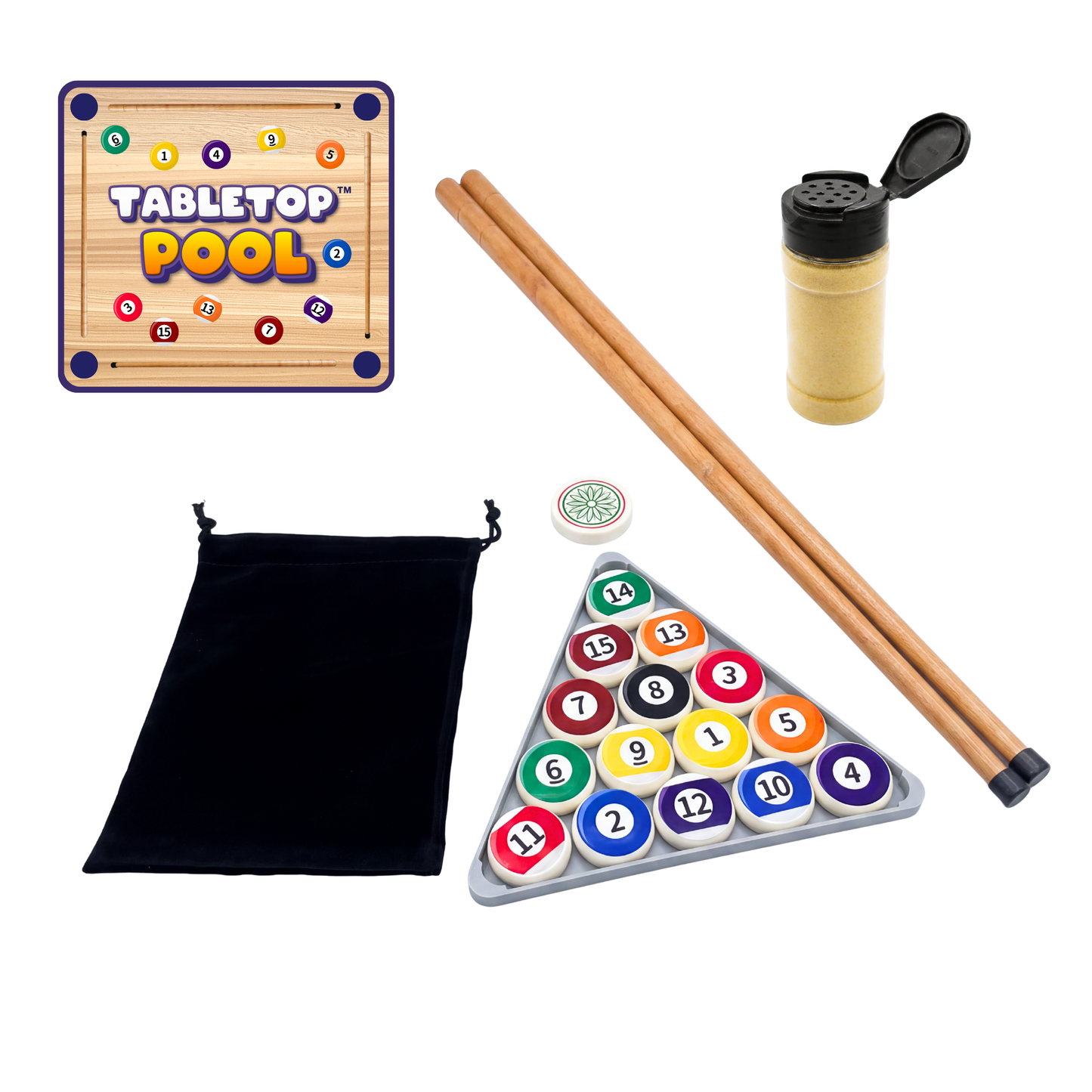 Table Top Pool Game Addon to Carrom / Crokinole Board (No Game Board Included)