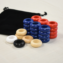 Load image into Gallery viewer, 30 Small Pinnochi / Pichenotte Rings With Pouch (Red / Green/ Natural/ Black / White) - Anneaux De Pichenottes Avec Pochette - Game Accessories / Accessoires De Jeu - Carrom Canada
