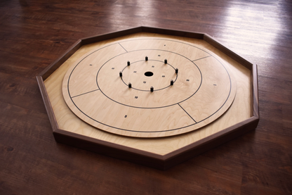 The Deluxe (Walnut Rail) - Traditional Crokinole Board Game Set - Carrom Canada