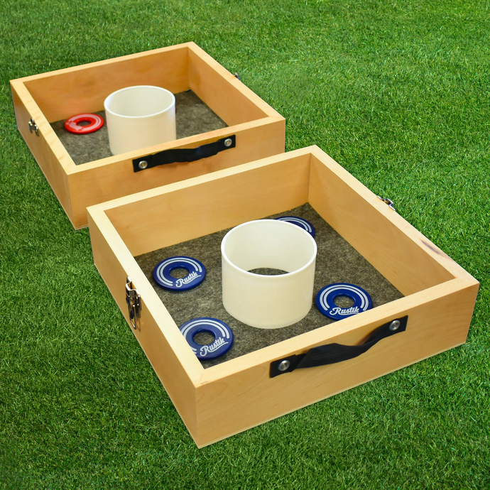 Washer Toss Game Canada - Rustik - Carry Box, Discs, Pouch and Rules - Carrom Canada